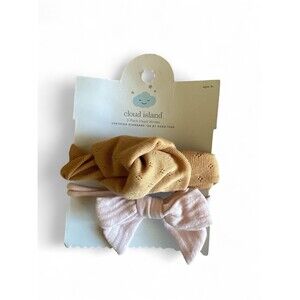 NWT Cloud Island 2-Pack Head Wraps Light Pink & Beige Headbands Baby Age 0+
